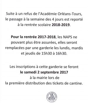 INFO RYTHMES SCOLAIRES // RENTRÉE SCOLAIRE 2017-2018