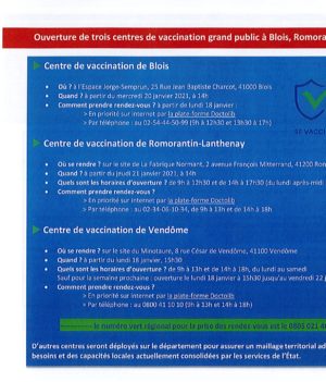 COVID-19 : Centres de vaccination.