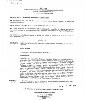 Calamité agricole – Sécheresse 2019
